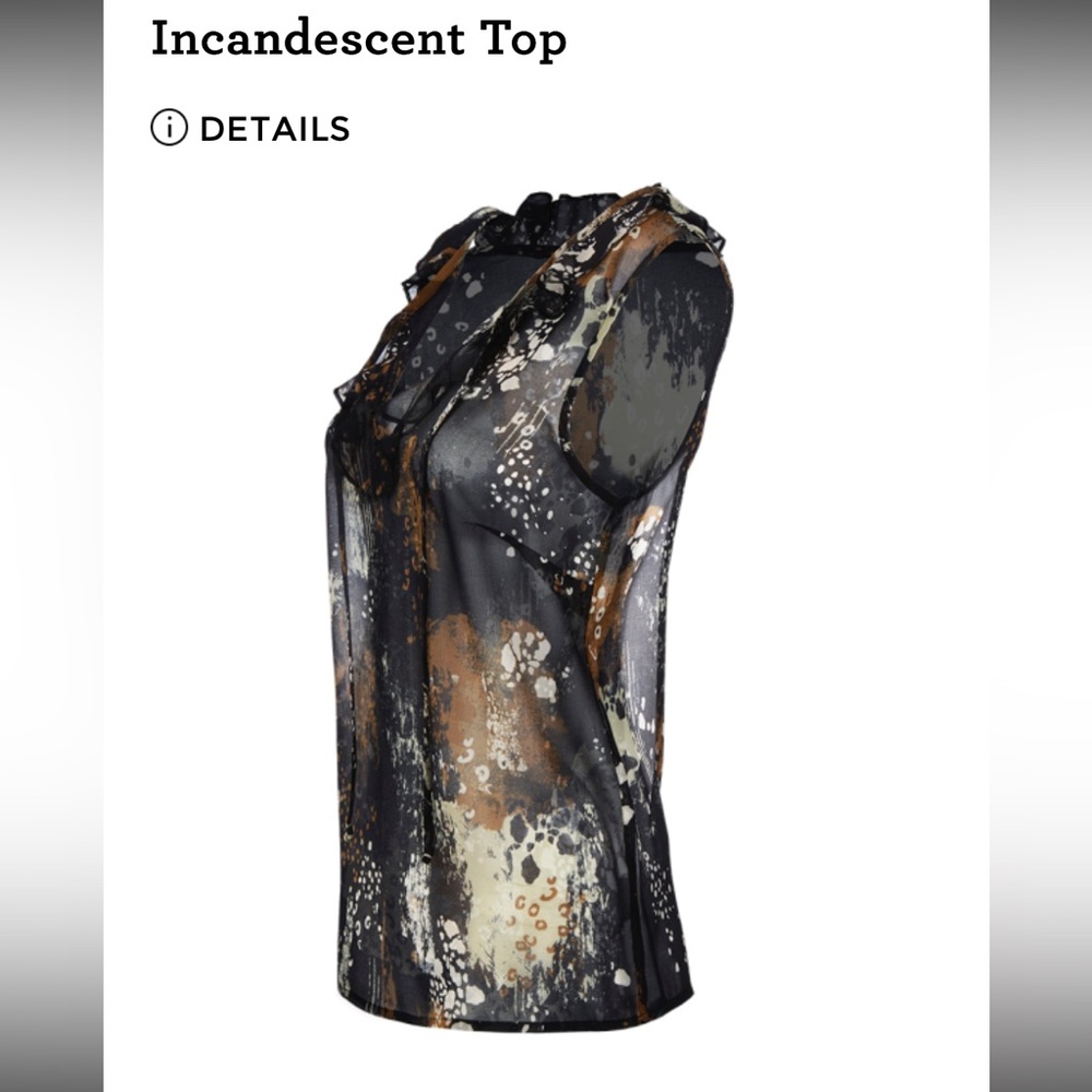 Cabi Incandescent Top 
Women's Abstract Sleeveless Blouse - Black and Gold - Picture 4 of 6